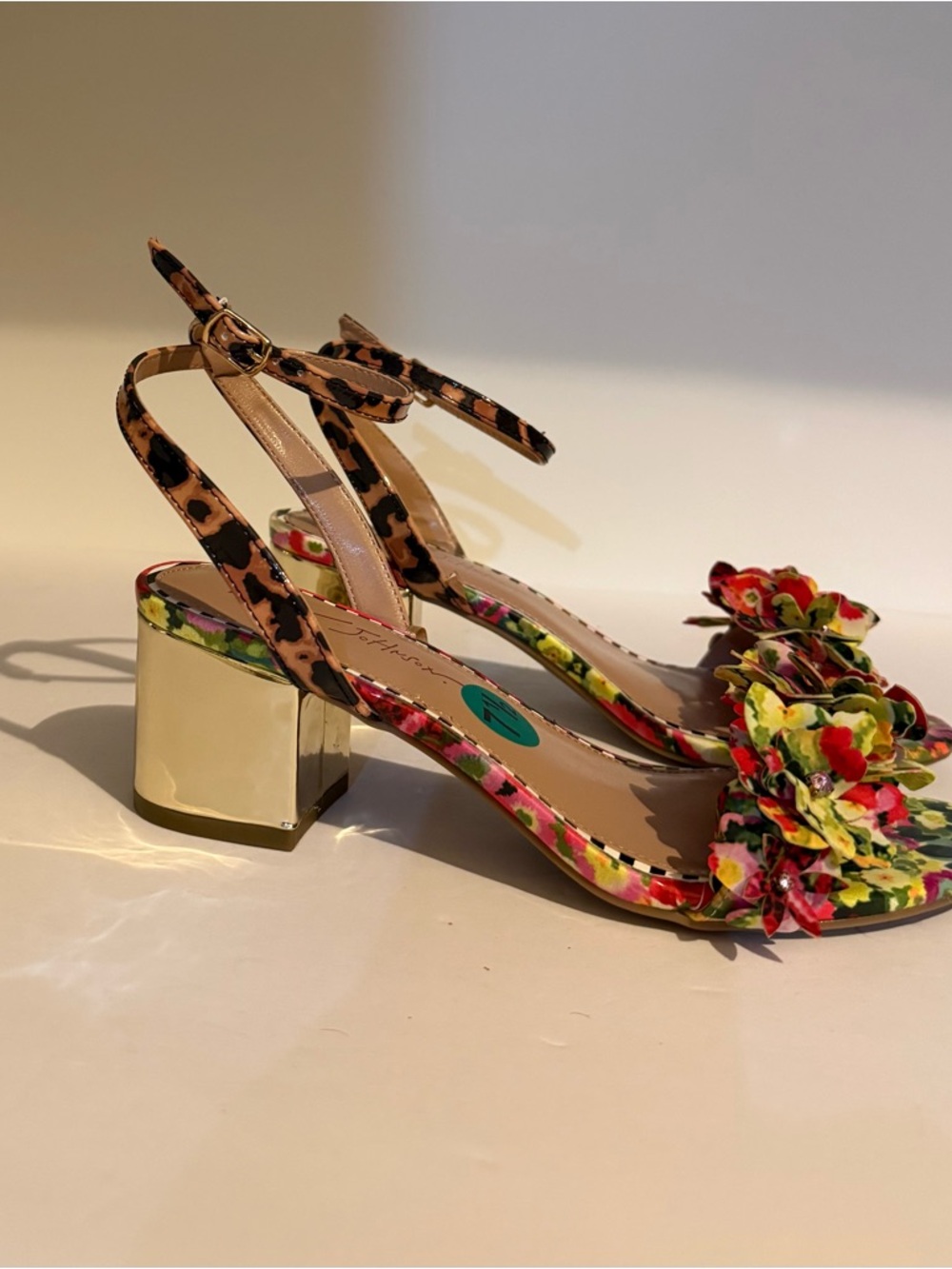 Betsey Johnson Floral Embellished Ankle-Strap Block Heel Sandals - Multicolor - Picture 4 of 10